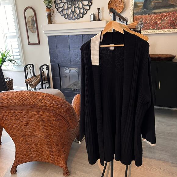 Nic + Zoe Sweater Womens Size XXL Black Onyx Cozy Up Twirl Open Front Cardigan - Picture 16 of 16